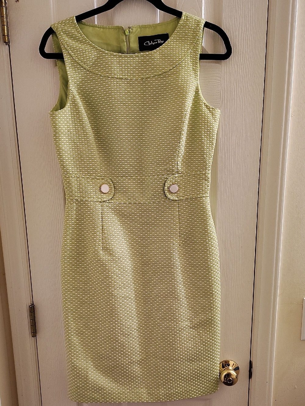 Chico's Lime Textured Sleeveless Midi Sheath Dress
